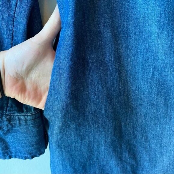 Denim Button Up Shirt Dress Blue S - Picture 5 of 8